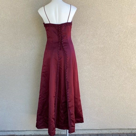 Merlot Red Long Train Mermaid Gown Cocktail Dress - Picture 3 of 14